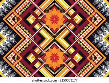 Resumen de patrones de flores geométricas étnicas para el fondo, tela, envoltura, ropa, alfombra, papel pintado, ropa, prendas de vestir, batik, tela