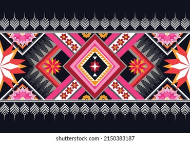 Abstract ethnic geometric flower pattern design pattern for background,fabric,wrapping,clothing,carpet,wallpaper,clothing,wrapping,batik,fabric