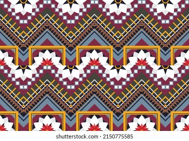 Abstract ethnic geometric flower pattern design pattern for background,fabric,wrapping,clothing,carpet,wallpaper,clothing,wrapping,batik,fabric