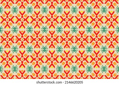 Abstract ethnic geometric ikat pattern.Tribal ethnic vector texture.Fabric pattern mandala native textile.Embroidery design.Design from triangle pattern in aztec style