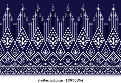 Resumen de diseño de patrones geométricos étnicos Fondo azul para papel pintado.