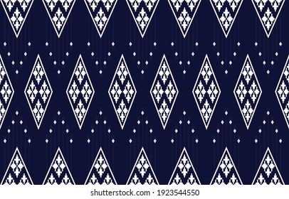 Abstract ethnic geometric pattern design Blue background for wallpaper.