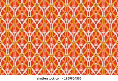 Abstract ethnic geometric pattern design for fabric, curtain, background, carpet, wallpaper, clothing, wrapping, Batik, Vector illustration. Seamless pattern repeating design with geometric shapes.