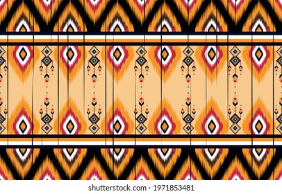 Abstract ethnic geometric pattern design for background or wallpaper,Ikat geometric folklore ornament. Tribal ethnic vector texture. Seamless striped pattern in Aztec style. Figure tribal embroidery.