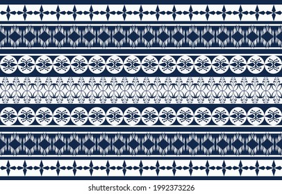 Abstract ethnic geometric pattern design for background or wallpaper.seamless pattern with ethnic borders . Vector  Illustration in asian textile. Ethnic line borders.