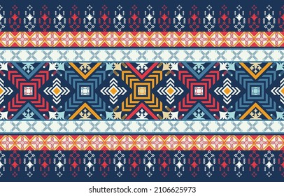 Resumen Diseño de patrones geométricos étnicos Fondo azul para el diseño de papel pintado y patrones geométricos étnicos para el fondo o papel pintado y ropa.