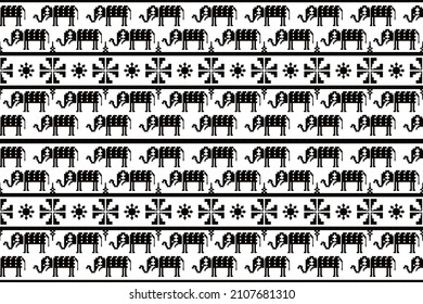 Abstract ethnic geometric pattern design for background or wallpaper. elephant pattern black white background