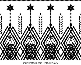 Abstract ethnic geometric pattern design for background or wallpaper.Ethnic geometric print pattern design Aztec repeating background texture in black and white. Fabric, cloth design, wrapping