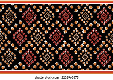 Resumen de diseño de patrones geométricos étnicos para fondo o fondo de pared,ornamento de folclore geométrico Ikat. Textura vectorial étnica tribal. Patrón de rayas sin foco al estilo azteca. Figura bordado tribal.