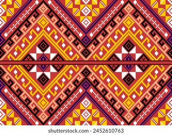 Abstract ethnic geometric pattern design for background or Wallpaper ,Fabric Pixel ,Seamless Knitted Pattern,business, paint, correct,