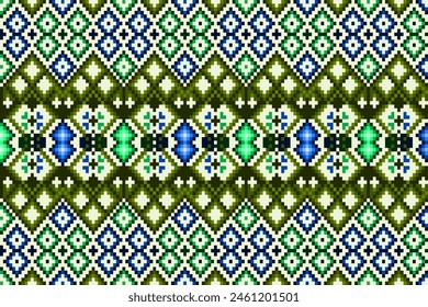 Abstract ethnic geometric pattern design for background or Wallpaper.Fabric Pixel ,fabric wallpaper, fabric pattern,seamless pattern ,ethnic pattern ,ethnic design ,fashion design , 
