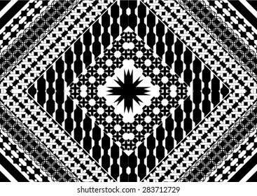 Abstract ethnic geometric pattern design black and white for background or wallpaper.