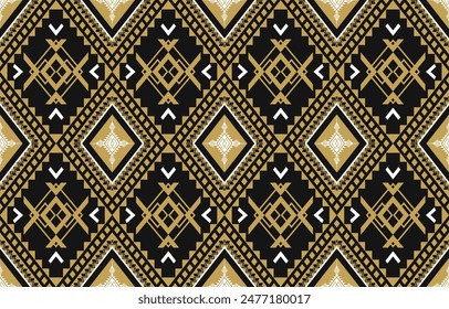 Abstract ethnic geometric pattern seamless design for background, wallpaper, fabric, curtain, clothing,  wrapping. Vector, illustration, embroidery style.