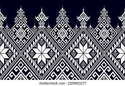 Resumen del patrón geométrico étnico con estilo tradicional. Patrón sin foco. Un tono blanco y negro. diseño para fondo, papel pintado, envoltura, moda, ropa, decoración casera. Ilustración del vector