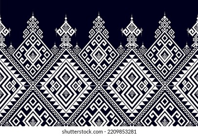 Abstract ethnic geometric pattern with traditional style. Seamless pattern. A black and white tone. design for background, wallpaper, wrapping, fashion, clothing, home decoration. Vector illustration