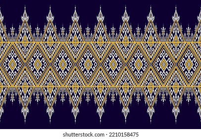 Abstract ethnic geometric pattern with traditional style. aztec pattern. colorful on a dark tone. design for background, wallpaper, wrapping, fashion, clothing, home decoration. Vector illustration