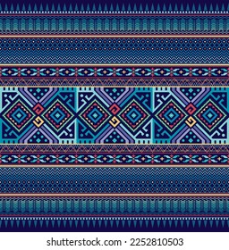 Abstract ethnic geometric pattern traditional art. Design for background, wallpaper, clothing, carpet, ceramic, wrapping paper, fabric, textile, woven, batik, embroidery and vector illustration.
