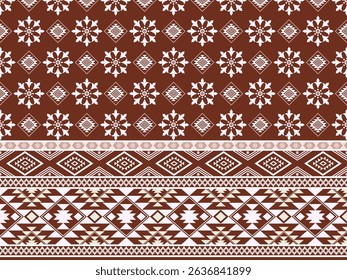 Abstract ethnic geometric pattern with traditional style. Seamless pattern. Red background. White pattern for wallpaper, wrapping, fashion, clothing. Vector illustration.
