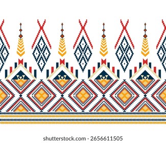 Patrón geométrico étnico Abstractas Patrón de tela étnica geométrica tradicional Elementos adornados con diseños de patrones étnicos para textiles, alfombras, ropa, pareo, bufanda, batik, abrigo, bordado, impresión