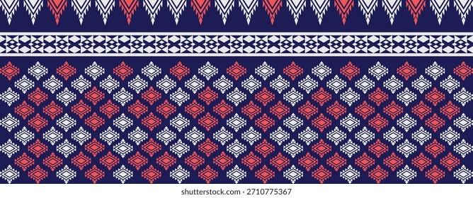 Abstrato padrão étnico geométrico étnico tradicional Design para um fundo. Tapete. Papel de parede. Roupas. Empacotando. Batique. Tecido. Sarong. Estilo de bordado de ilustração vetorial