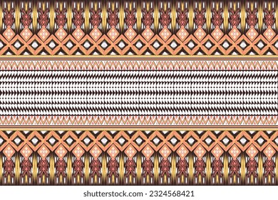 Abstract ethnic geometric pattern yellow pink white brown design for background or wallpaper,Ikat geometric folklore ornament. Tribal ethnic vector texture. Seamless striped pattern in Aztec