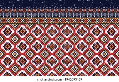 Abstract ethnic geometric pattern,print,border,tradition,wallpaper,clothing,wrapping,Batik,fabric,Vector illustration.embroidery style.