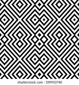 Abstract ethnic  geometric patterns. Ornate black and white seamless wallpaper. Vector illustration. Fantasy  traditional background with geometric shapes.