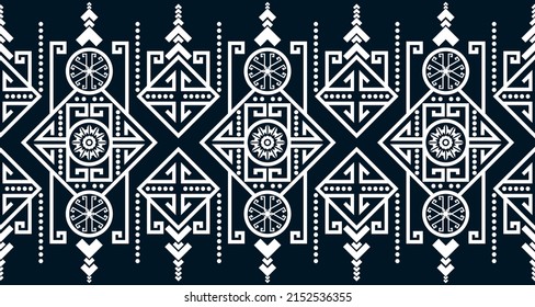 Abstract ethnic geometric print pattern design repeating background texture in black and white. EP.10.Design for background, carpet, wallpaper, clothing, wrapping, Batik, fabric, Vector