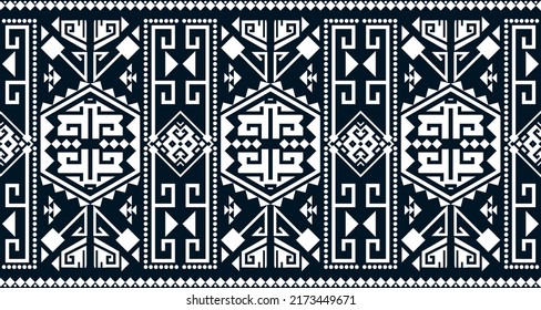 Abstraktes, ethnisch geometrisches Muster, das die Hintergrundtextur in Schwarz und Weiß wiederholt. EP.49.Vintage-Ornament-Druck. Gut geeignet für Gewebe und Textilien, Tapeten, Verpackungen
