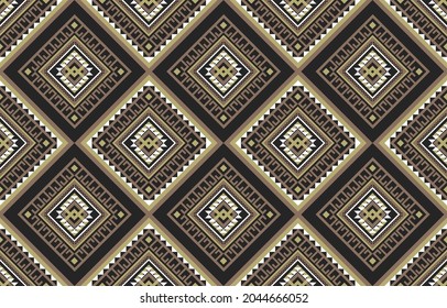 Abstract ethnic geometric seamless pattern brown. Design for background, illustration, wallpaper, fabric, texture, batik, carpet, clothing, embroidery