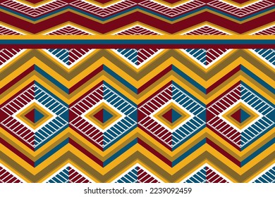 Abstract ethnic geometric seamless pattern traditional Tribal ethnic vector texture Design for background,wallpaper,carpet,clothing,wrapping,batik,fabric,cover. Vector illustration. Embroidery style.
