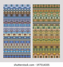 Abstract ethnic geometric vector strip patterns set