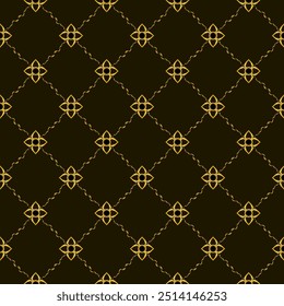 Abstract Ethnic Gold and Black Seamless pattern, Kanok style pattern background, floral kanok hand draw backdrop, traditional style background