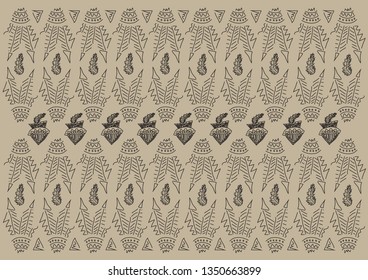 Abstract ethnic hand drawn vector line seamless india