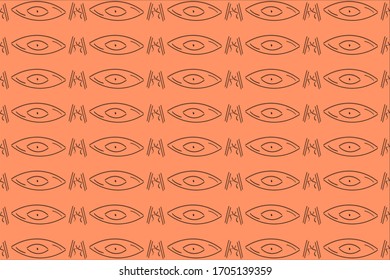 Abstract, ethnic, horizontal repeated patterns like eyes. Vector drawing. It can be used as textiles, fabric, wallpaper, banner, background, wrapping paper, poster, printing etc.