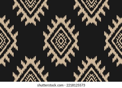 Resumen del arte étnico ikat. Patrón sin foco en las tribus. Impresión de ornamento geométrico azteca. Diseño para fondo, papel pintado, ilustración, tela, ropa, alfombra, textil, batik, bordado.