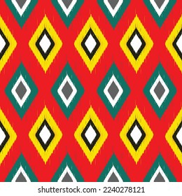 Abstract Ethnic ikat art. Seamless pattern in tribal, folk embroidery, and Mexican style. Aztec geometric art ornament print.Design for carpet, Turkey, Persia,cover. wallpaper, wrapping, fabric, cloth