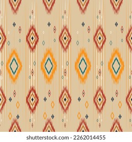 Abstract Ethnic ikat art. Seamless pattern in tribal, folk embroidery, and Mexican style. Aztec geometric art ornament print.Design for carpet, cover.wallpaper, wrapping, fabric, clothing