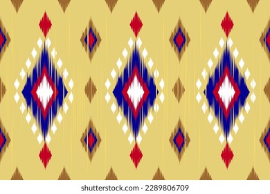 Abstract Ethnic ikat art. Seamless pattern in tribal, folk embroidery, and Mexican style. Aztec geometric art ornament print. vector design for fashion, fabric, wallpaper, cover, wrapping carpet.