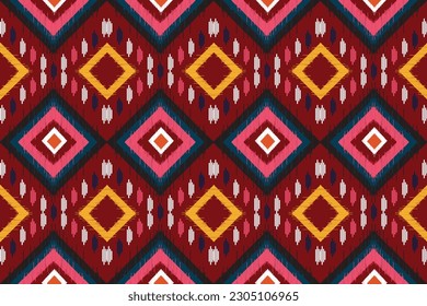 Abstract Ethnic ikat art. Seamless pattern in tribal, folk embroidery, and Mexican style. Aztec geometric art ornament print. vector design for fashion, fabric, wallpaper, cover, wrapping carpet.
