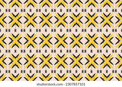 Abstract Ethnic ikat art. Seamless pattern in tribal, folk embroidery, and Mexican style. Aztec geometric art ornament print. vector design for fashion, fabric, wallpaper, cover, wrapping carpet.