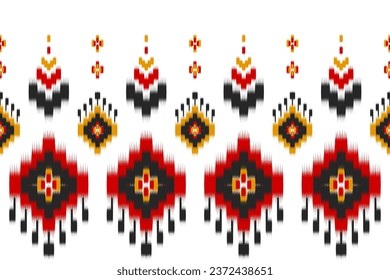 Abstract ethnic ikat art. Seamless pattern in tribal. Aztec geometric ornament print. Design for background, wallpaper, illustration, fabric, clothing, carpet, textile, batik, embroidery.