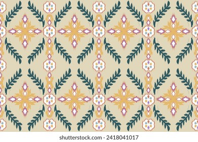 Abstract Ethnic ikat art. Seamless pattern in tribal, folk embroidery, and Mexican style. Aztec geometric art ornament print. vector design for fashion, fabric, wallpaper, cover, wrapping carpet.