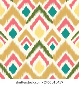 Abstract ethnic ikat art. Seamless pattern in tribal. Aztec geometric ornament print. Design for background, wallpaper, illustration, fabric, clothing, carpet, textile, batik, embroidery.