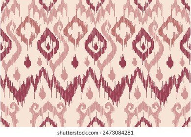 Abstractas arte de ikat étnico. Patrón sin fisuras en estilo tribal, folclórico y mexicano. Estampado de ornamento de arte geométrico azteca. Diseño de Vector para moda, tela, Fondo de pantalla, cubierta, alfombra de envoltura.