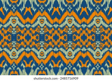 Abstract Ethnic ikat art. Seamless pattern in tribal, folk embroidery, and Mexican style. Aztec geometric art ornament print. vector design for fashion, fabric, wallpaper, cover, wrapping carpet.