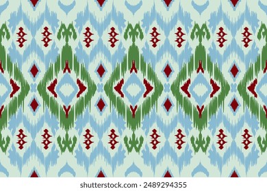 Abstract Ethnic ikat art. Seamless pattern in tribal, folk embroidery, and Mexican style. Aztec geometric art ornament print. vector design for fashion, fabric, wallpaper, cover, wrapping carpet.