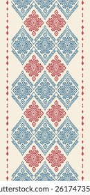 Abstract Ethnic ikat art. Seamless pattern in tribal, folk embroidery, and Mexican style. Aztec geometric art ornament print.Design for carpet, cover.wallpaper, wrapping, fabric, clothing