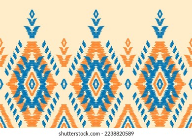 Abstract ethnic ikat background. Geometric seamless pattern in tribal. Fabric Indian style. Design for wallpaper, vector illustration, fabric, clothing, carpet, textile, batik, embroidery.