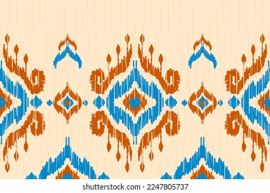 Abstract ethnic ikat background. Geometric seamless pattern in tribal. Fabric Indian style. Design for wallpaper, vector illustration, fabric, clothing, carpet, textile, batik, embroidery.